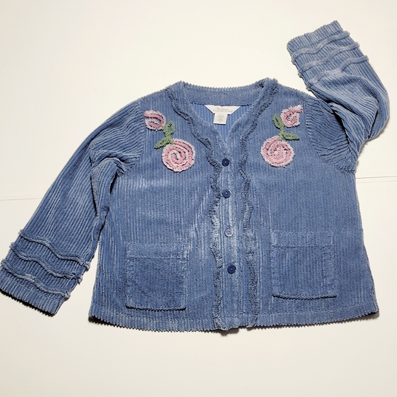 The Vermont Country Store Chenille Blossom Button-Front Bed Jacket Women's (1X) - Picture 8 of 13